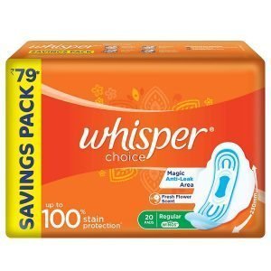 Whisper Choice Sanitary Pads for Women, 20 Napkins